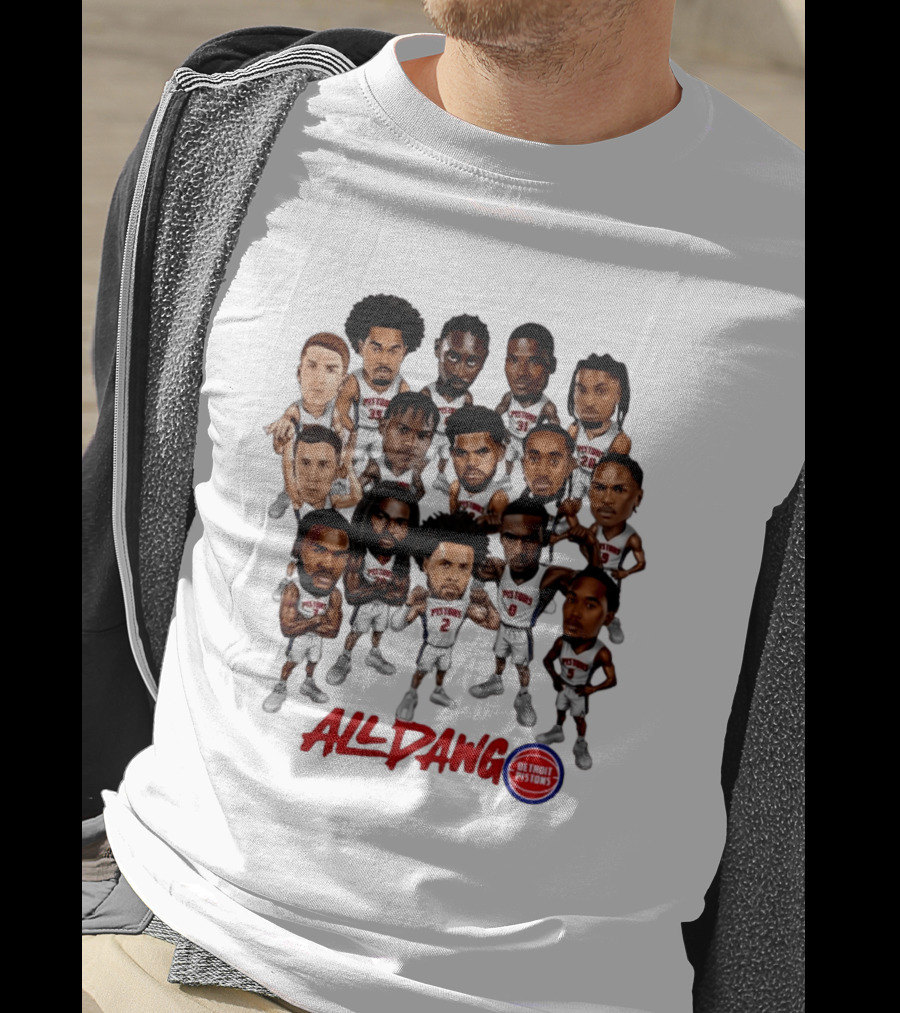 Detroit Pistons All Dawg Team Caricature Players T-Shirt