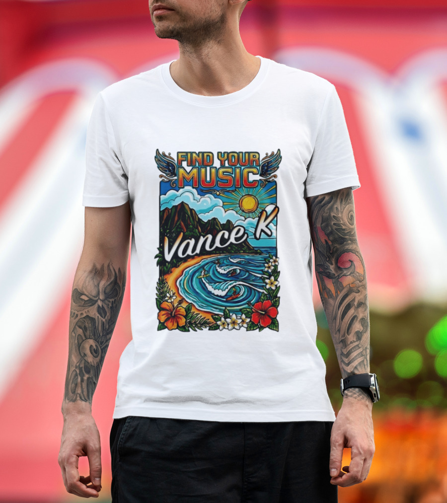 Find Your Music Vance K Tropical Surfing Paradise T-Shirt