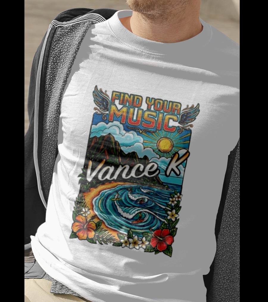 Find Your Music Vance K Tropical Surfing Paradise T-Shirt