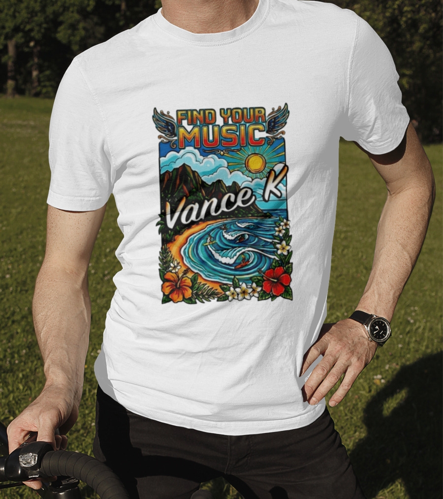 Find Your Music Vance K Tropical Surfing Paradise T-Shirt
