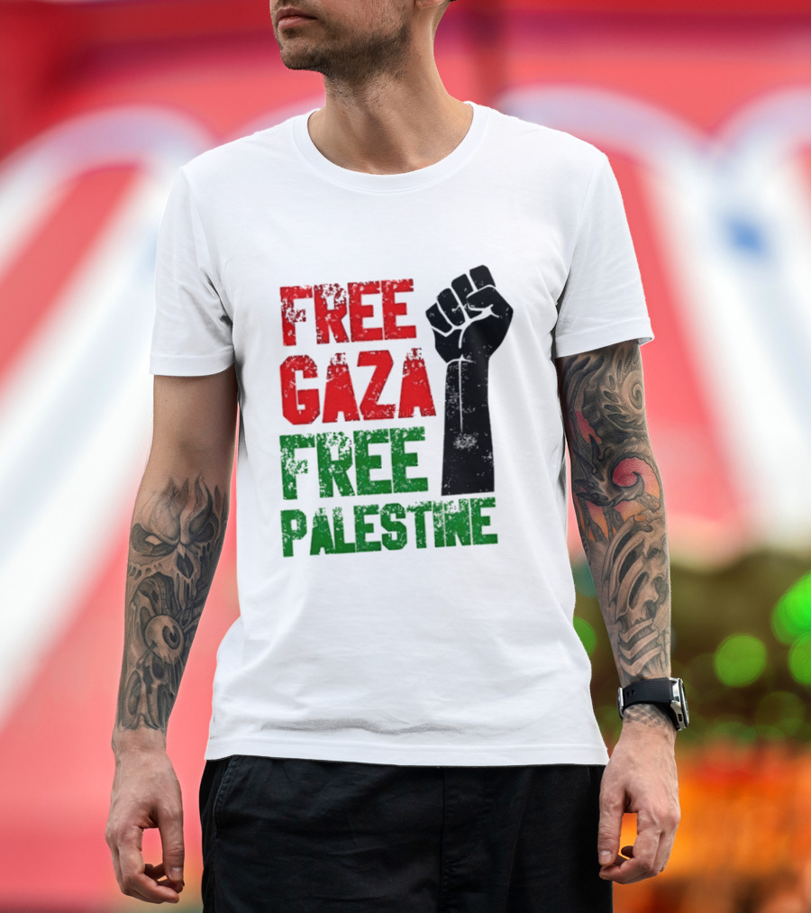 Free Gaza Free Palestine Raised Fist T-Shirt