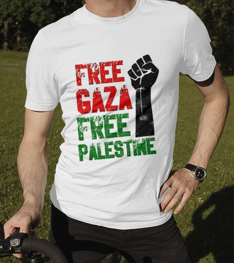 Free Gaza Free Palestine Raised Fist T-Shirt