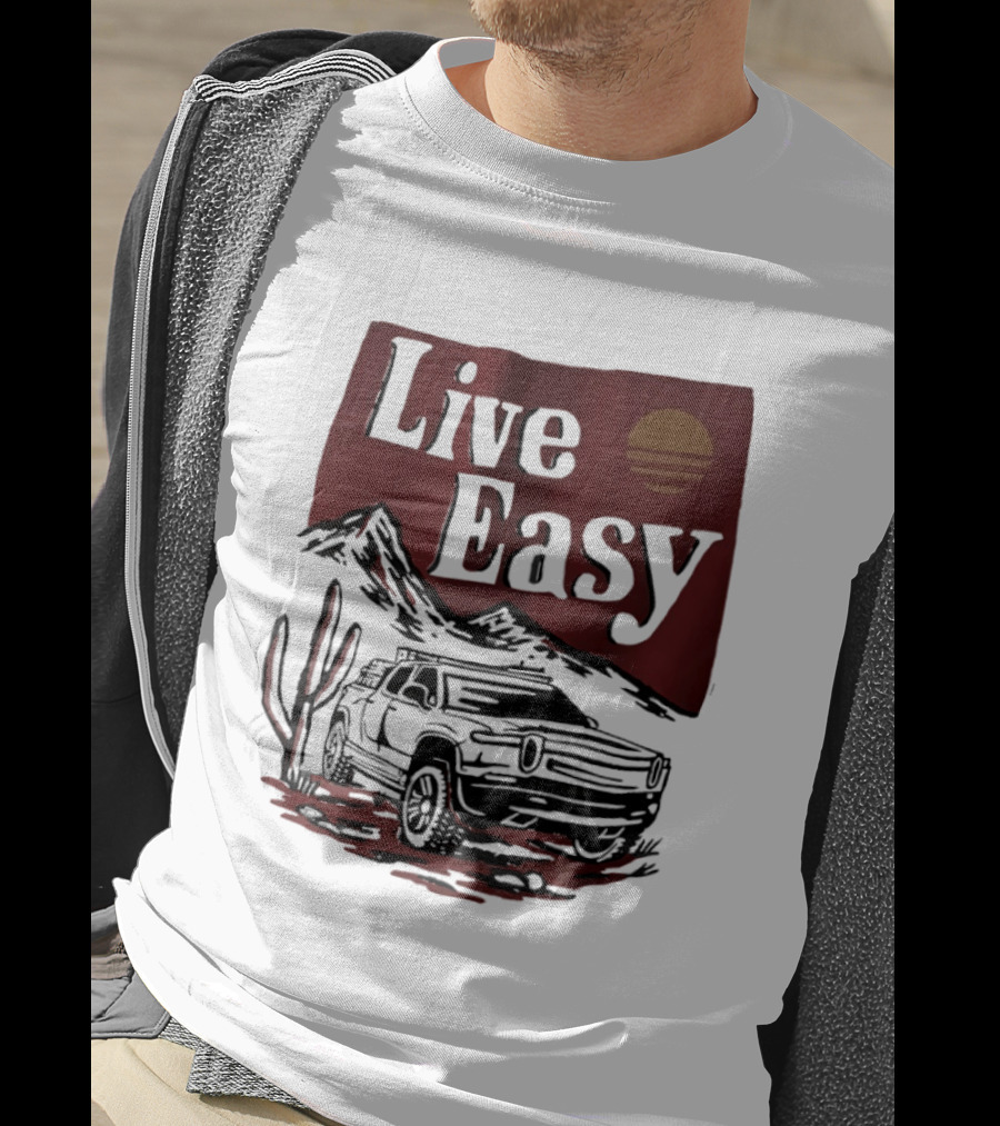 Live Easy Bronco Car Desert Adventure Sunset T-Shirt
