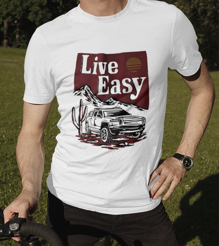 Live Easy Bronco Car Desert Adventure Sunset T-Shirt