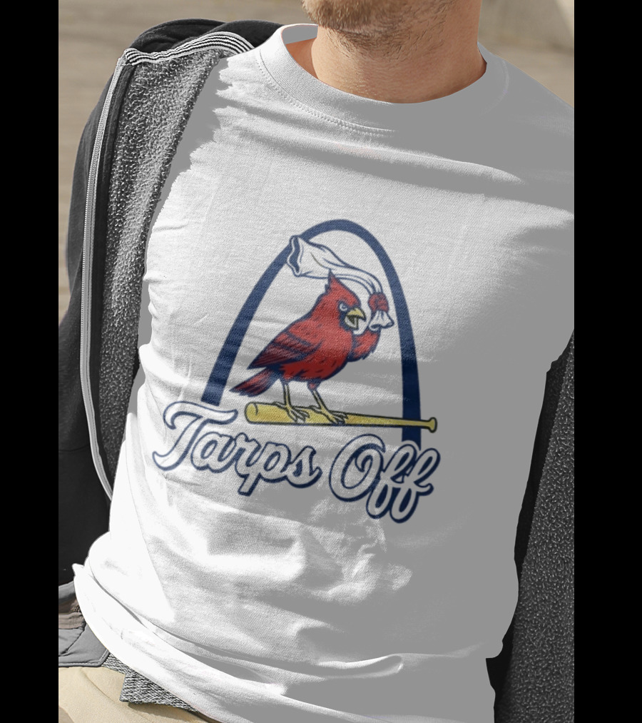 St. Louis Cardinals Tarps Off Bird Logo Arch Baseball T-Shirt
