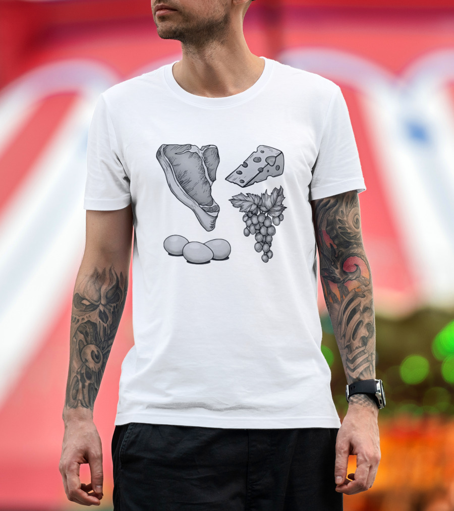 Steak Cheese Eggs Grape Juice Food T-Shirt