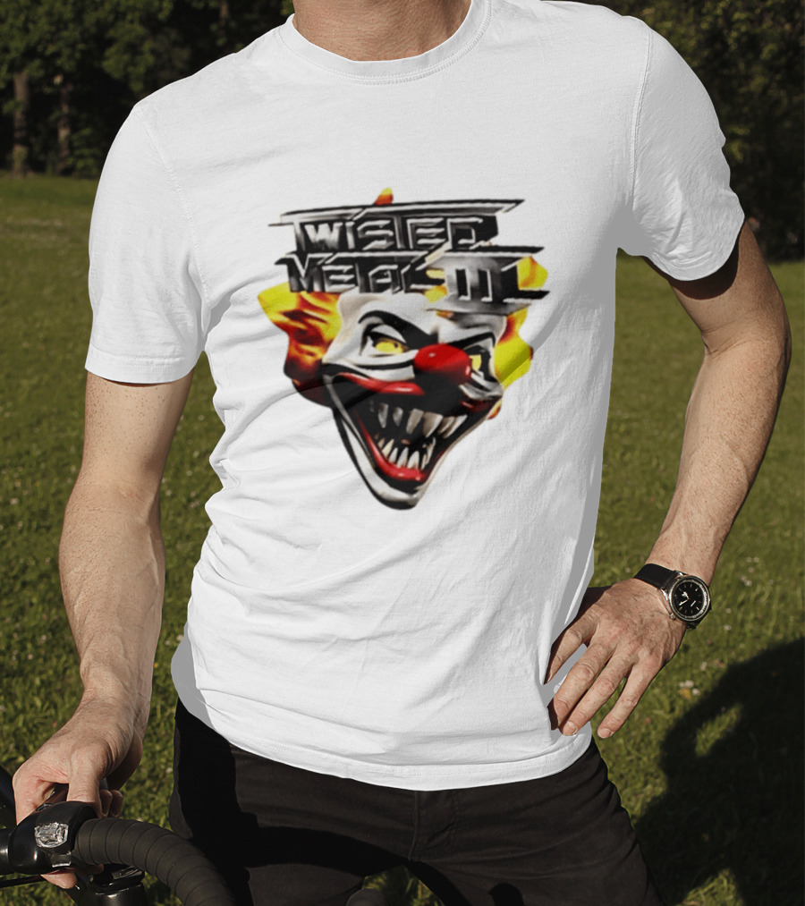 Twisted Metal III Sweet Tooth Clown Face Fiery Hair T-Shirt