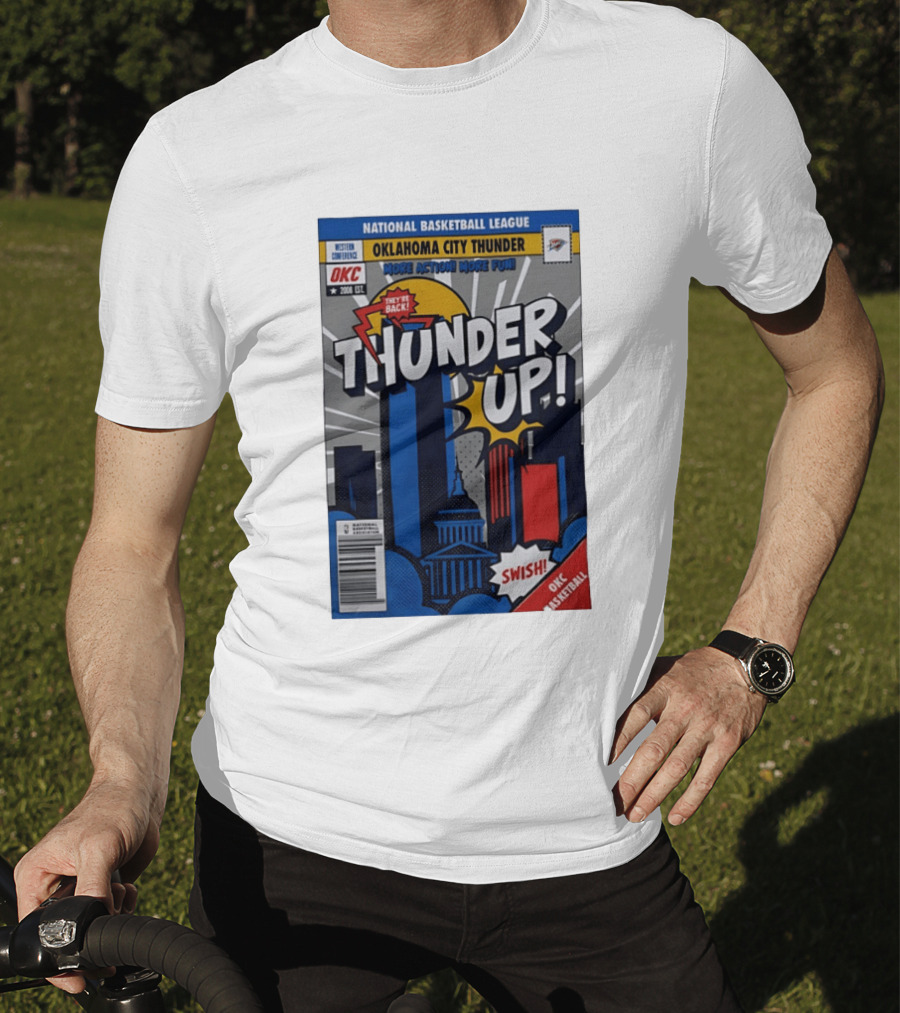 National Basketball League Oklahoma City Thunder Up Comic Swish They're Back OKC Basketball T-Shirt