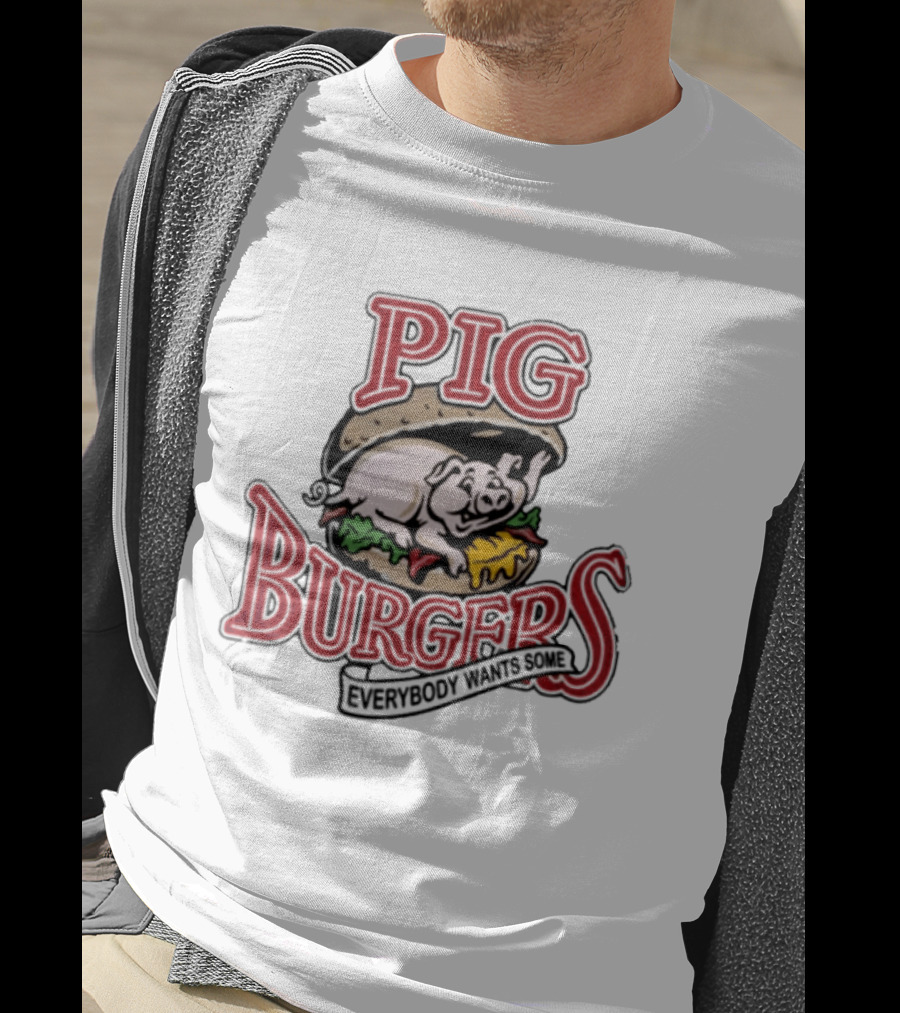 Pig Burgers Everybody Wants Some Burger Logo Pig T-Shirt