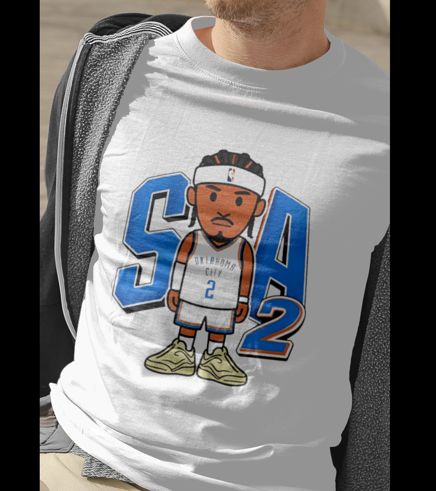 Shai Gilgeous Alexander Oklahoma City 2 Blue SA Caricature T-Shirt