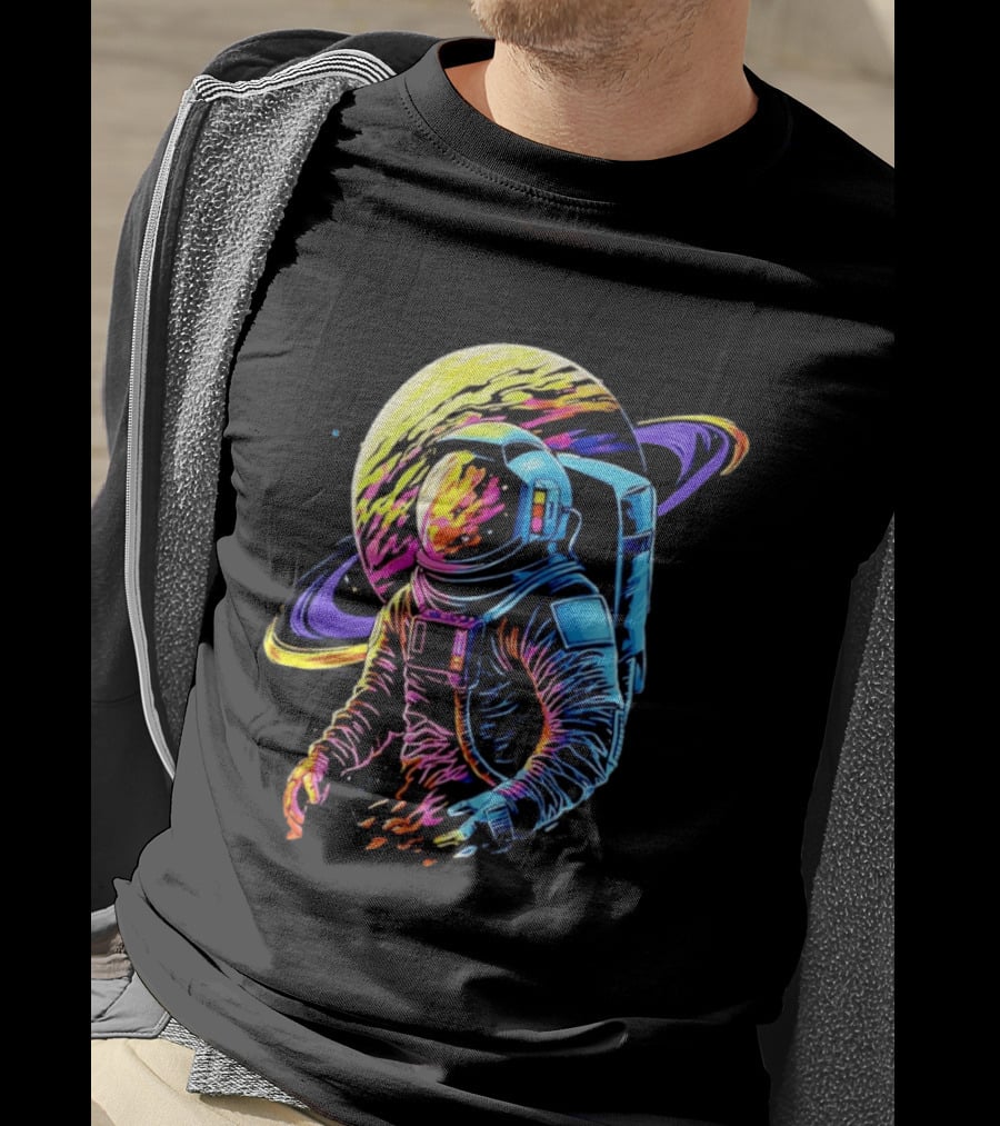 Astronaut Neon Into The Am Saturn Space Adventure T-Shirt
