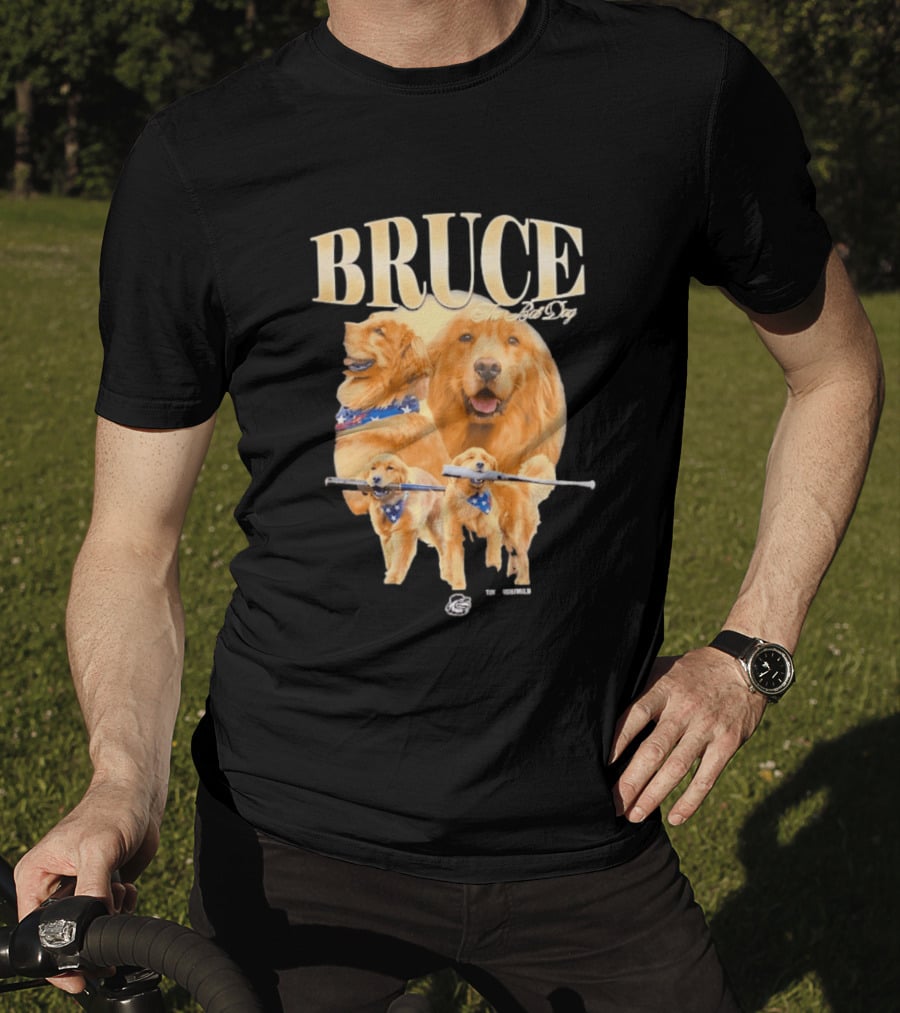 Bruce The Bat Dog Rochester Red Wings Baseball Golden Retriever T-Shirt