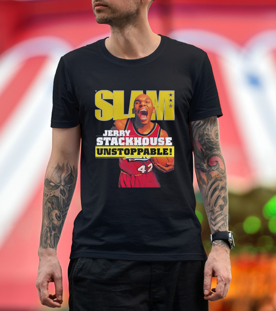 Jerry Stackhouse SLAM Unstoppable Detroit Pistons 42 Hardwood Classics Basketball T-Shirt