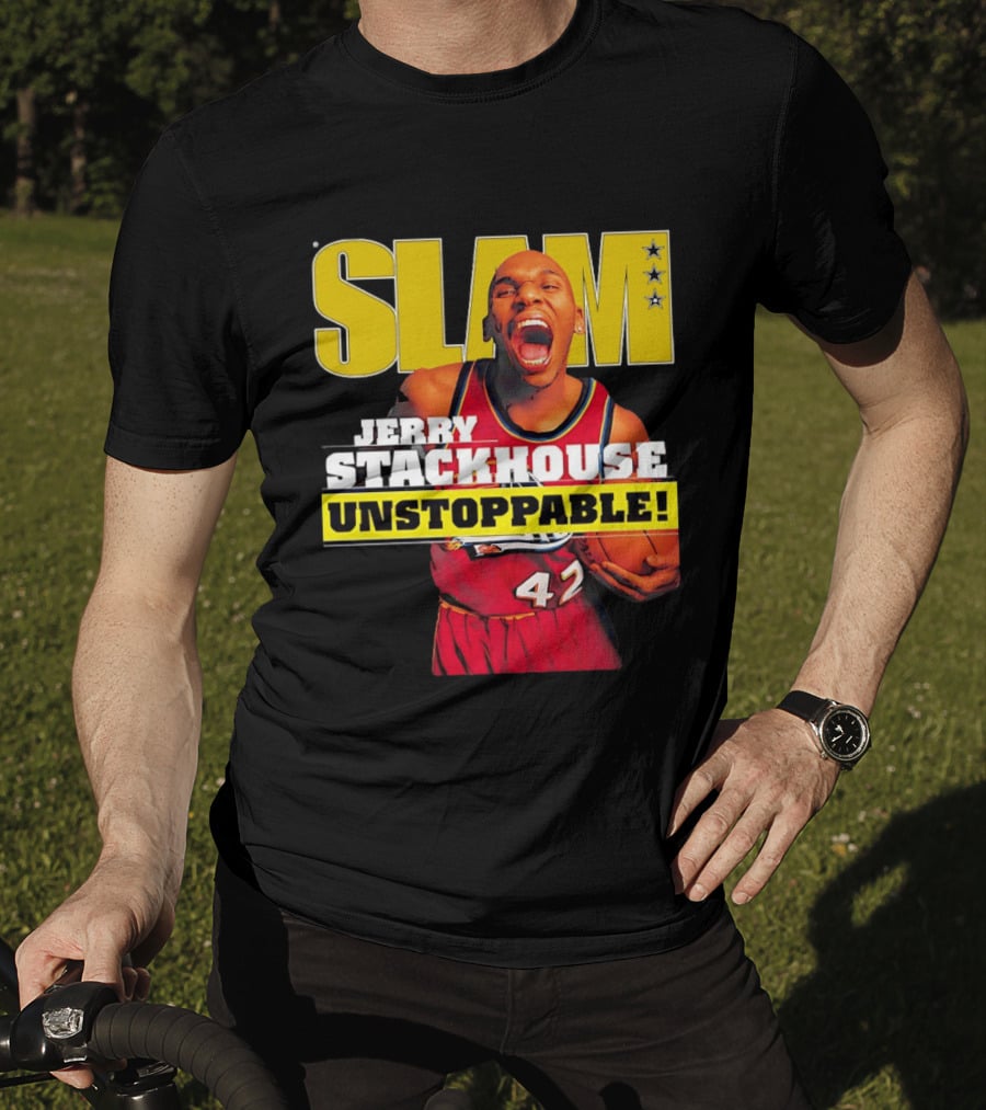 Jerry Stackhouse SLAM Unstoppable Detroit Pistons 42 Hardwood Classics Basketball T-Shirt