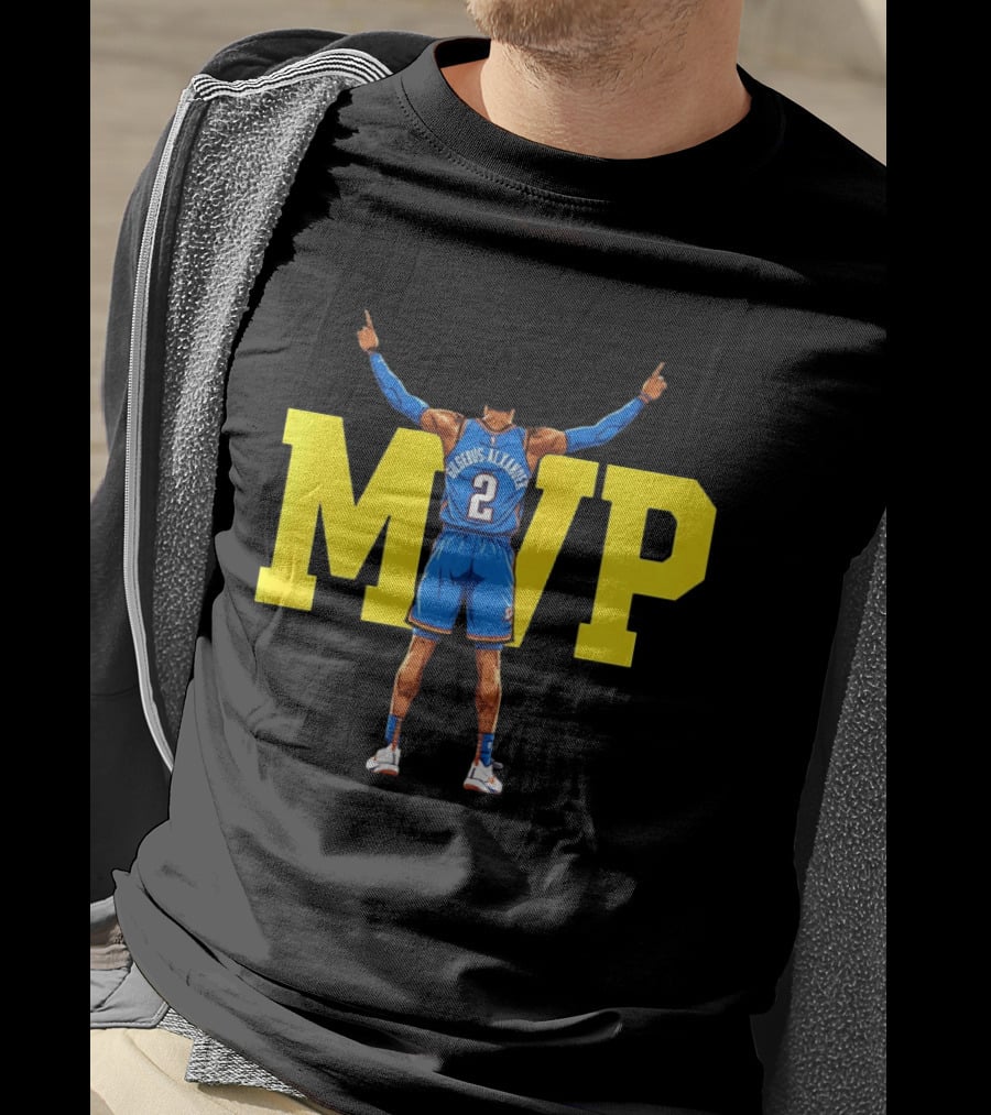 MVP Back 2 Back Shai Gilgeous Alexander Oklahoma City Thunder Basketball Player Blue Jersey Number 2 T-Shirt