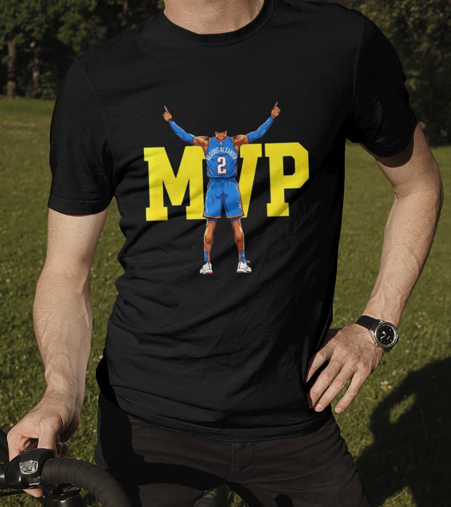 MVP Back 2 Back Shai Gilgeous Alexander Oklahoma City Thunder Basketball Player Blue Jersey Number 2 T-Shirt