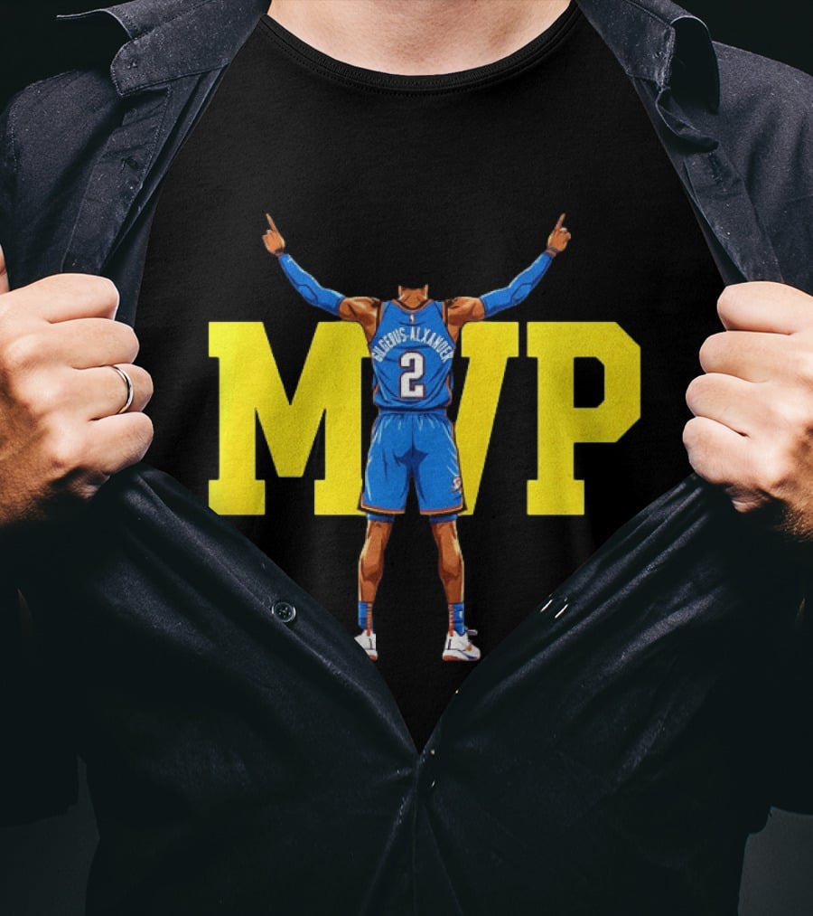 MVP Back 2 Back Shai Gilgeous Alexander Oklahoma City Thunder Basketball Player Blue Jersey Number 2 T-Shirt