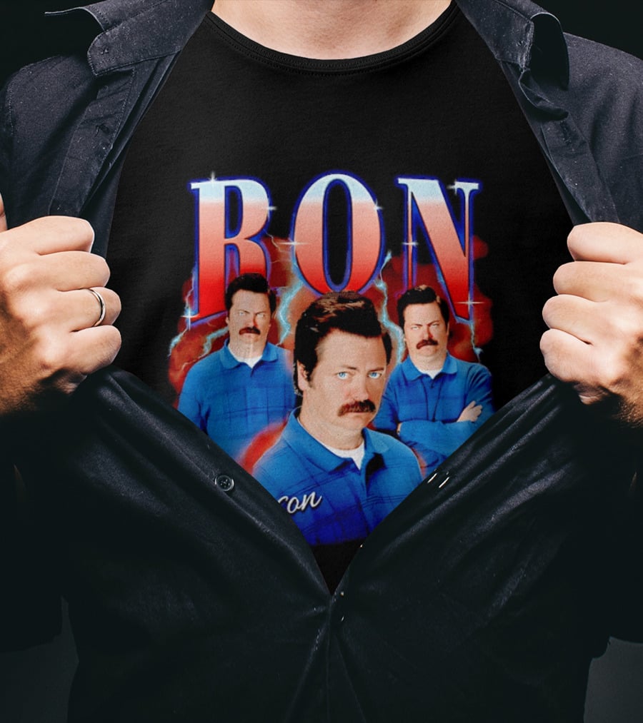 Ron Swanson Triple Image Humor T-Shirt