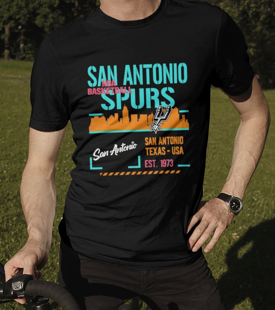 San Antonio Spurs Basketball Skyline Texas USA Est 1973 T-Shirt