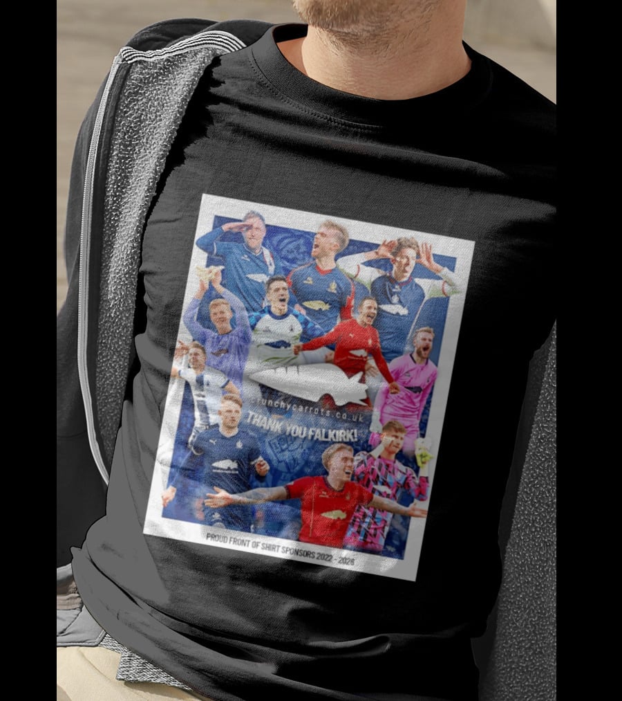 Crunchycarrots.co.uk Thank You Falkirk FC Proud Front Of Sponsors 2022 2026 T-Shirt