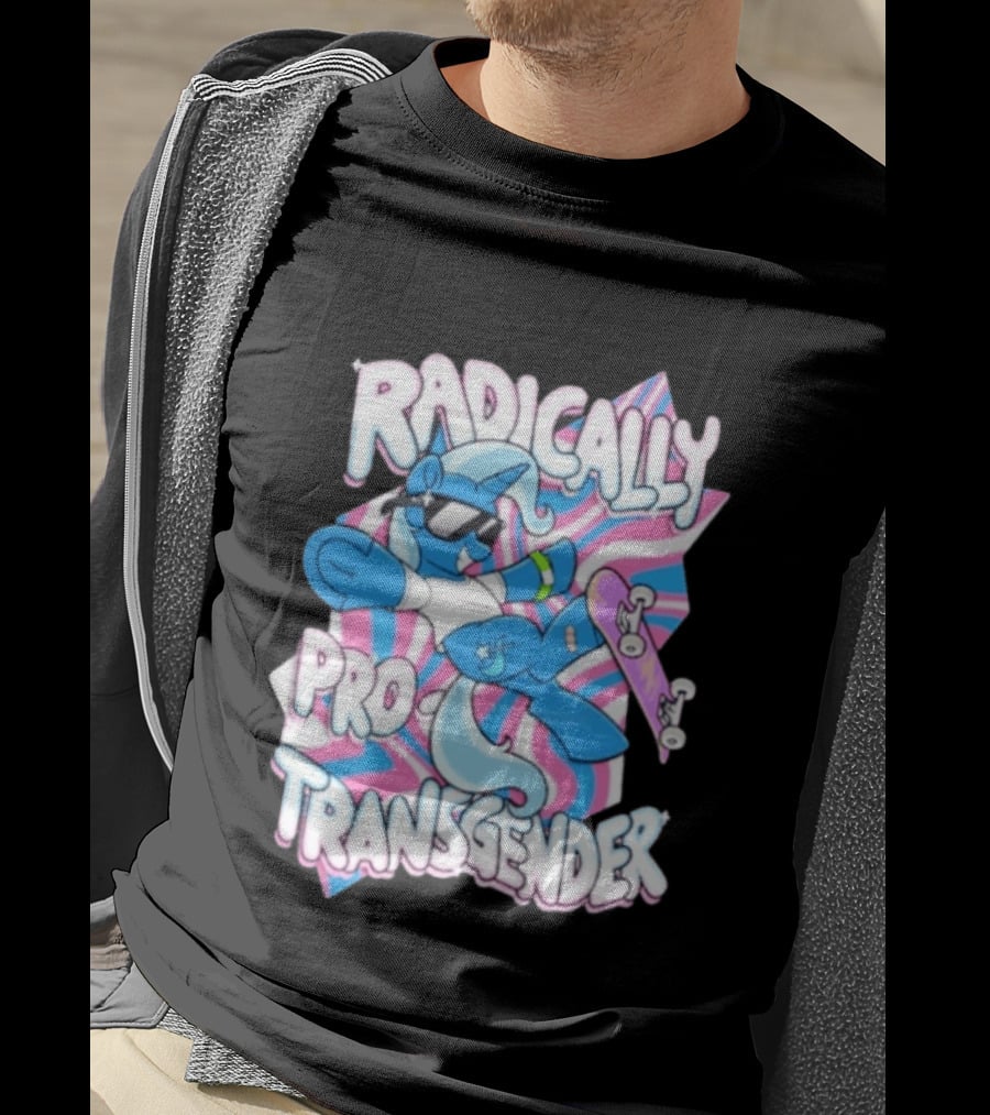 Radically Pro Transgender Skateboarding Unicorn With Sunglasses T-Shirt