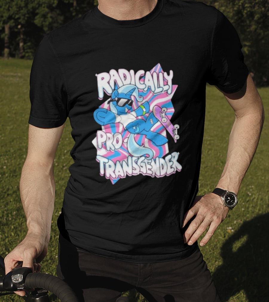 Radically Pro Transgender Skateboarding Unicorn With Sunglasses T-Shirt