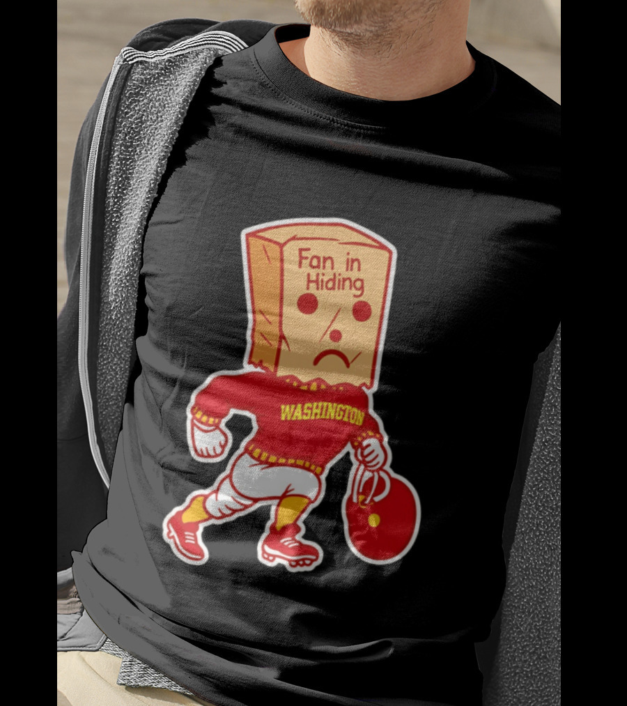 Washington Commanders Fan In Hiding Paper Bag Football Humor T-Shirt