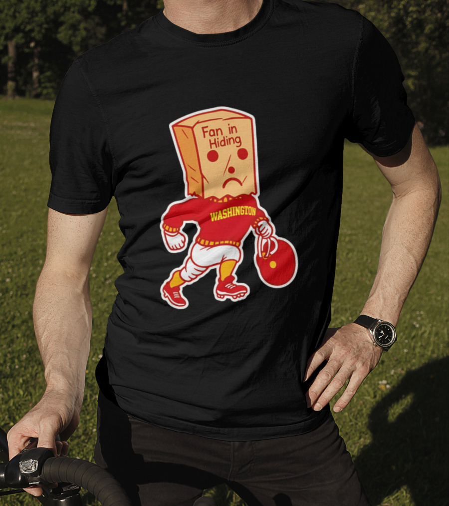 Washington Commanders Fan In Hiding Paper Bag Football Humor T-Shirt