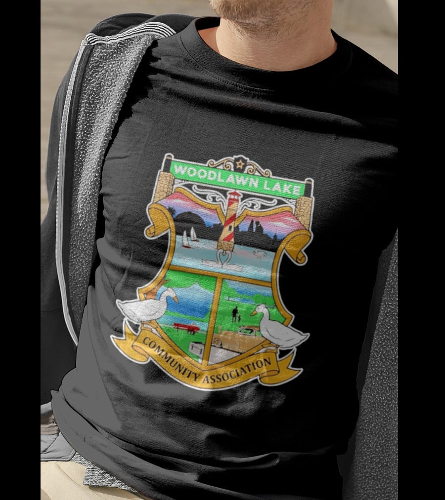 Woodlawn Lake Community Association Scenic Emblem In San Antonio Texas T-Shirt