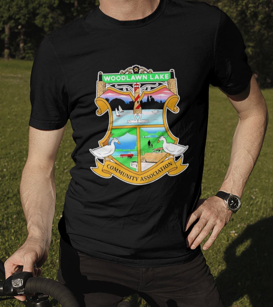 Woodlawn Lake Community Association Scenic Emblem In San Antonio Texas T-Shirt
