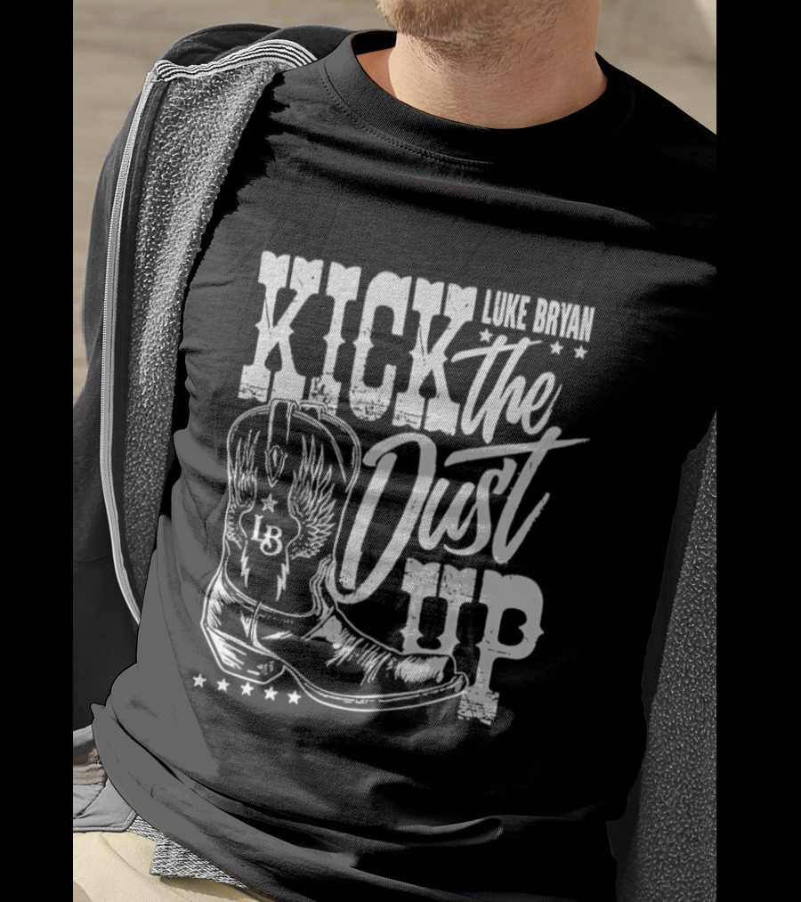 Luke Bryan Kick The Dust Up Cowboy Boot Wing Stars T-Shirt
