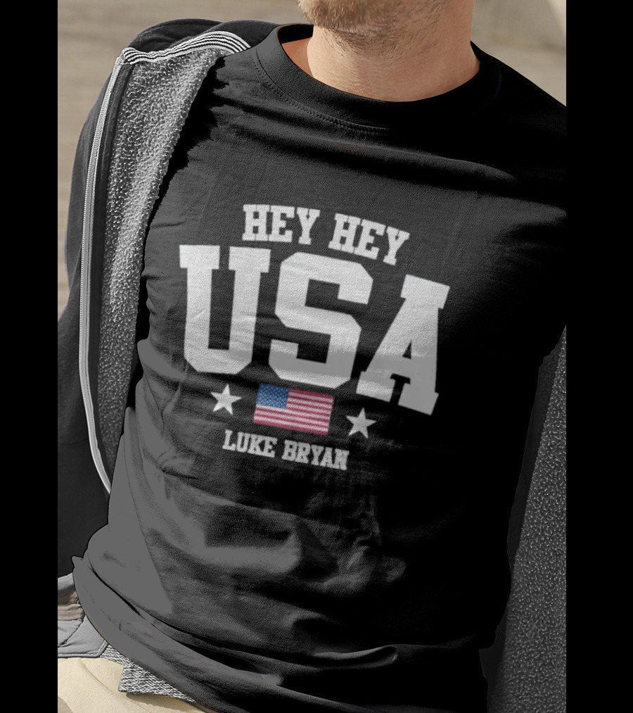 Hey Hey USA Luke Bryan American Flag Stars T-Shirt