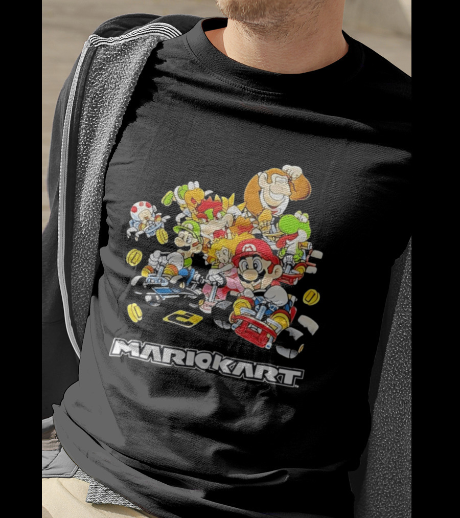 MARIOKART Racing Characters Compilation Black T-Shirt
