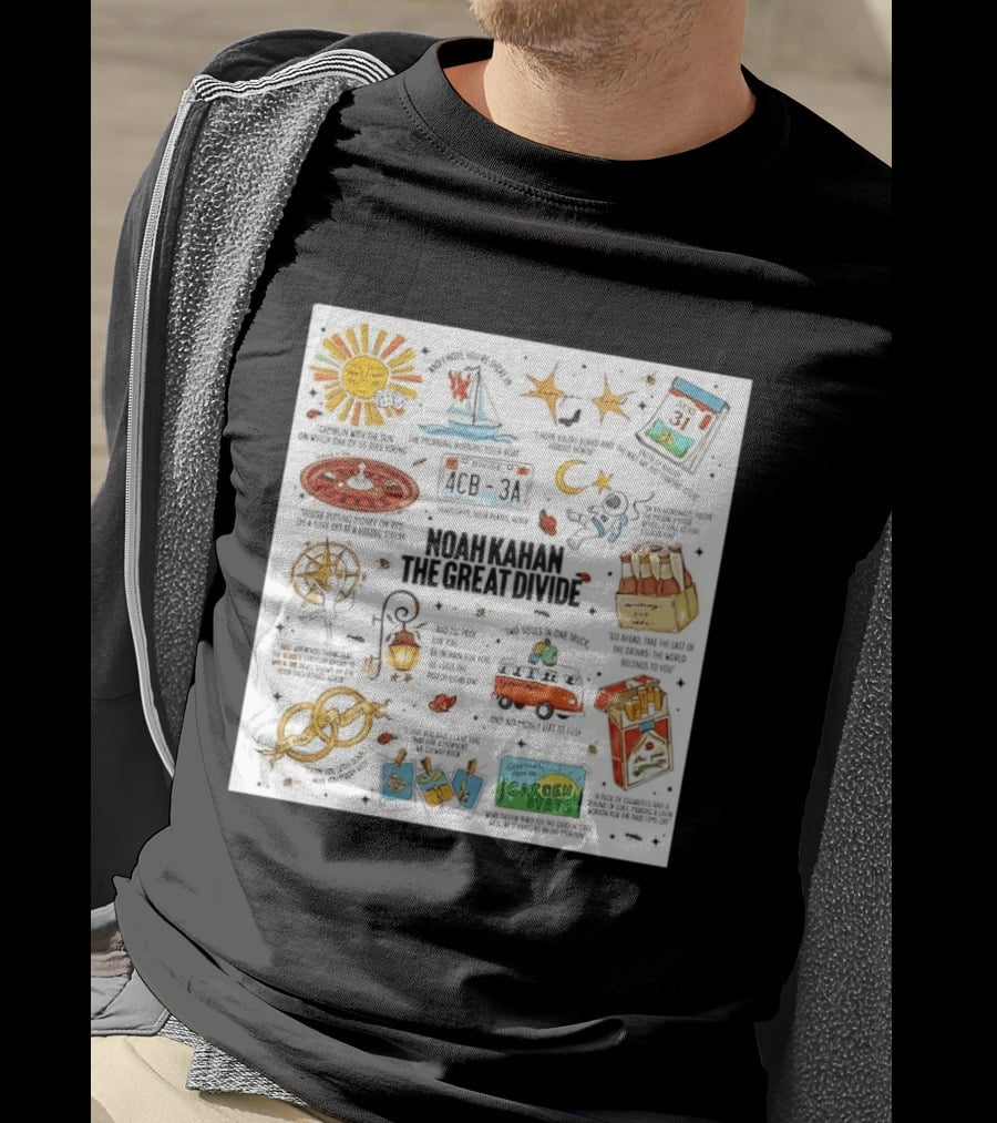 Noah Kahan The Great Divide Album Art Lyric Doodle August 31 Highlights T-Shirt