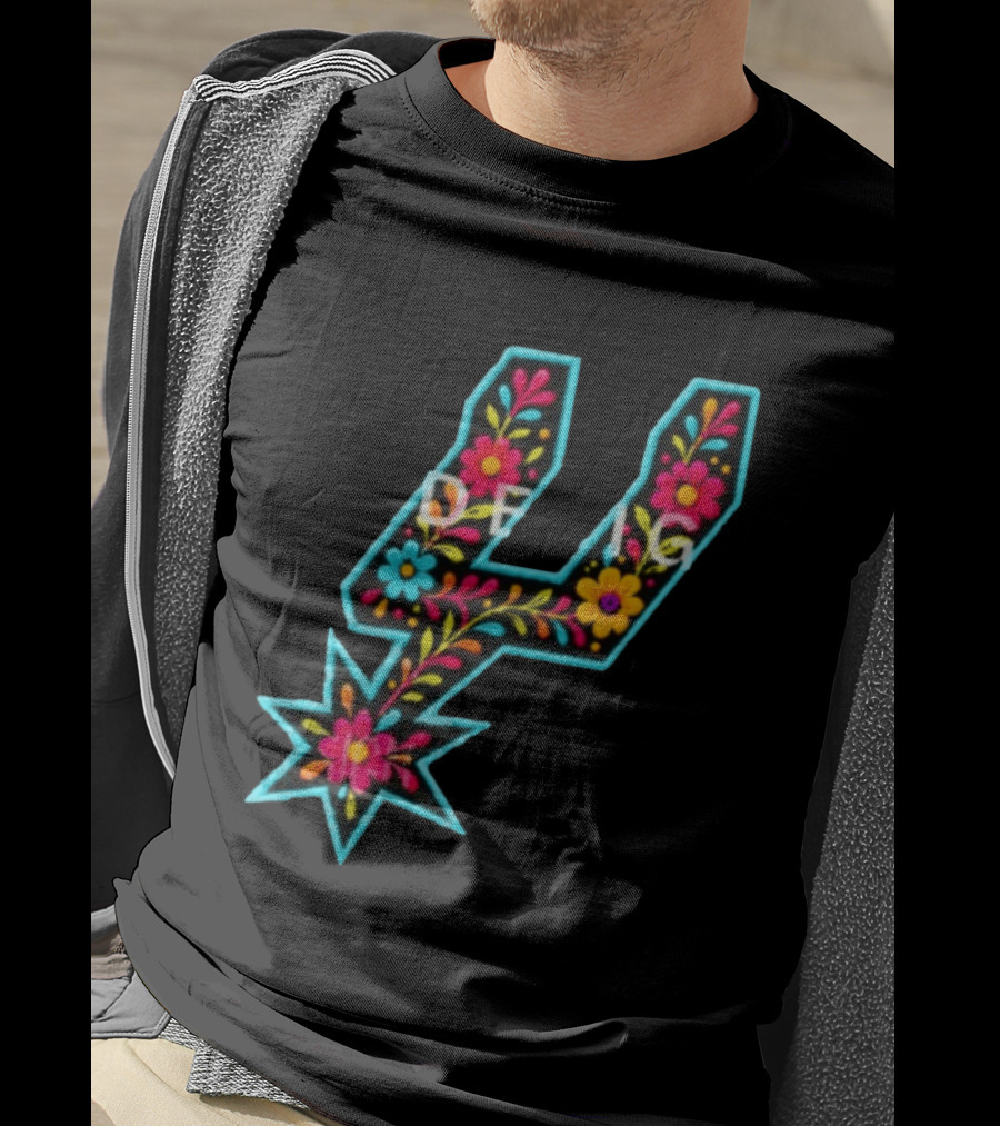 Original Spurs Floral San Antonio Spurs Basketball Nba 2026 Floral Pattern Spurs Logo 2026 T-Shirt
