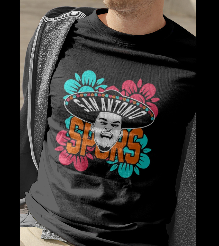 San Antonio Spurs Victor Wembanyama Sombrero Flowers T-Shirt