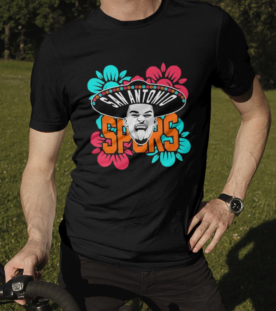 San Antonio Spurs Victor Wembanyama Sombrero Flowers T-Shirt