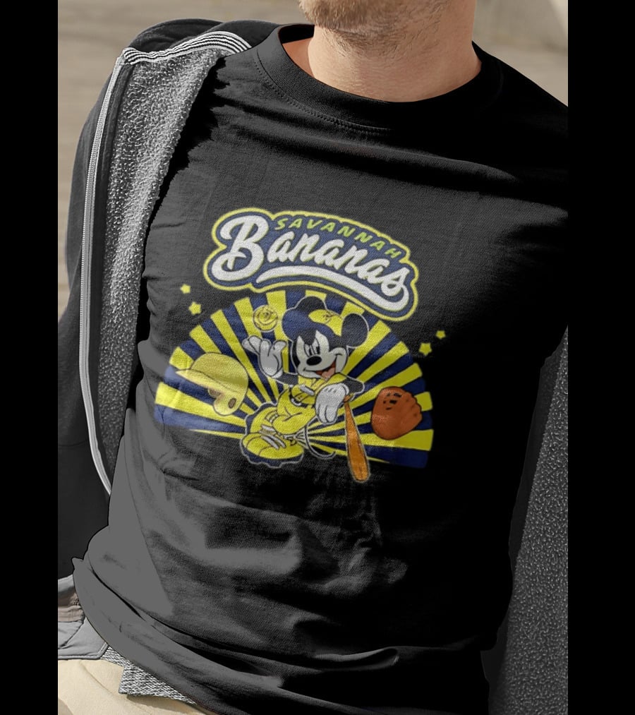 Savannah Bananas Mickey Mouse Baseball Team Sports Fan T-Shirt