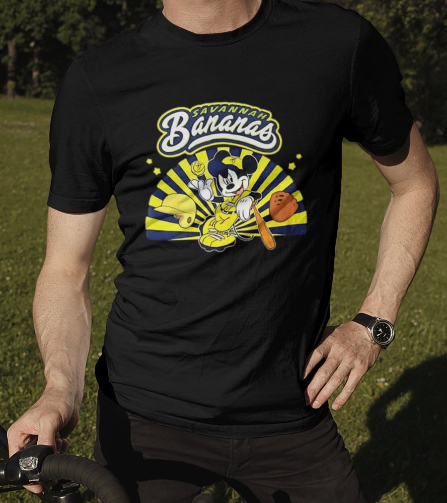 Savannah Bananas Mickey Mouse Baseball Team Sports Fan T-Shirt