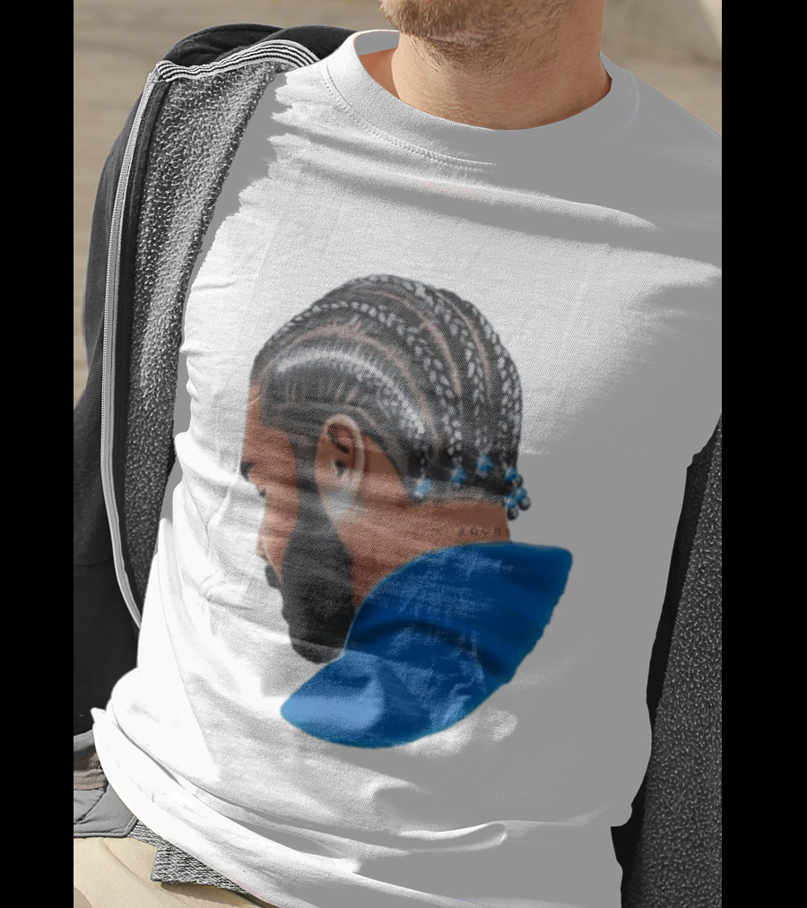 Drake Cornrow Braid Hairstyle Blue Sparkle T-Shirt