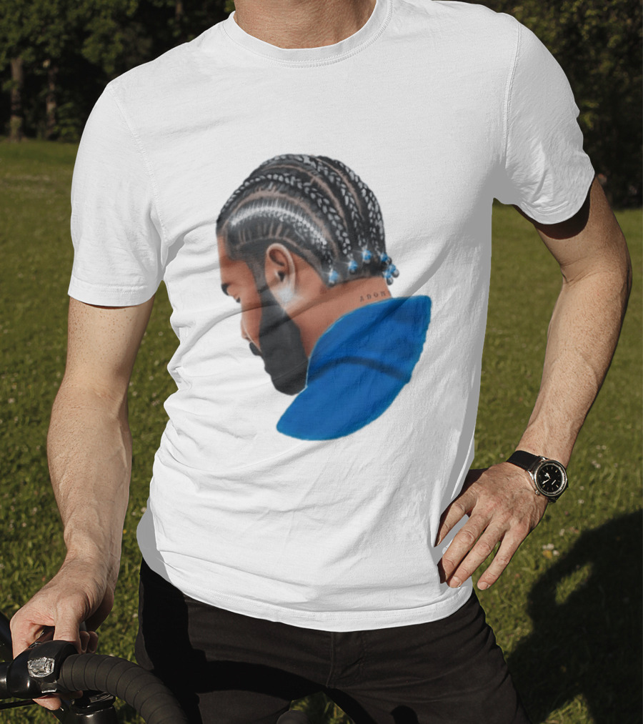 Drake Cornrow Braid Hairstyle Blue Sparkle T-Shirt