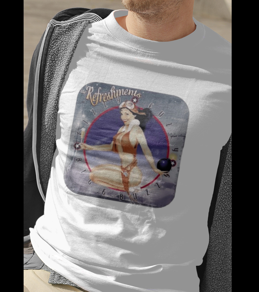 The Refreshments Fizzy Fuzzy Big & Buzzy 1996 Album Cover Vintage Pin Up T-Shirt