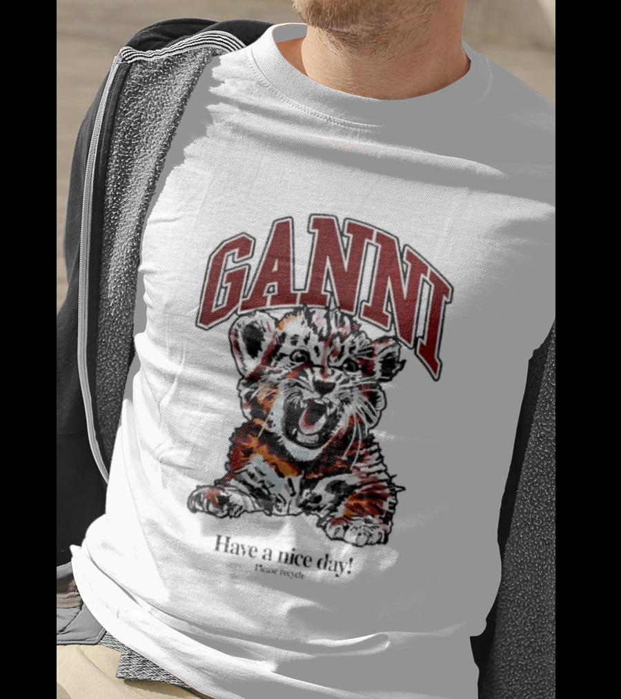 Ganni Have A Nice Day Please Recycle Tiger T-Shirt