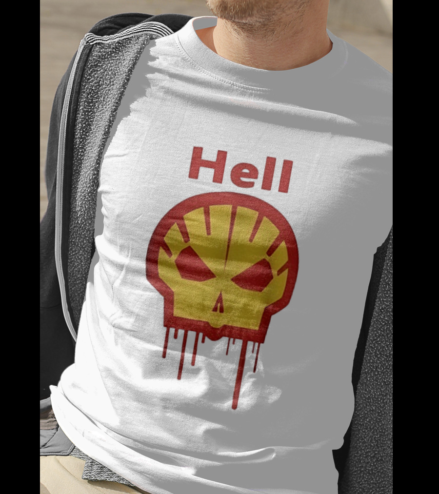 Hell Shell Dripping Skull Icon Red Yellow T-Shirt