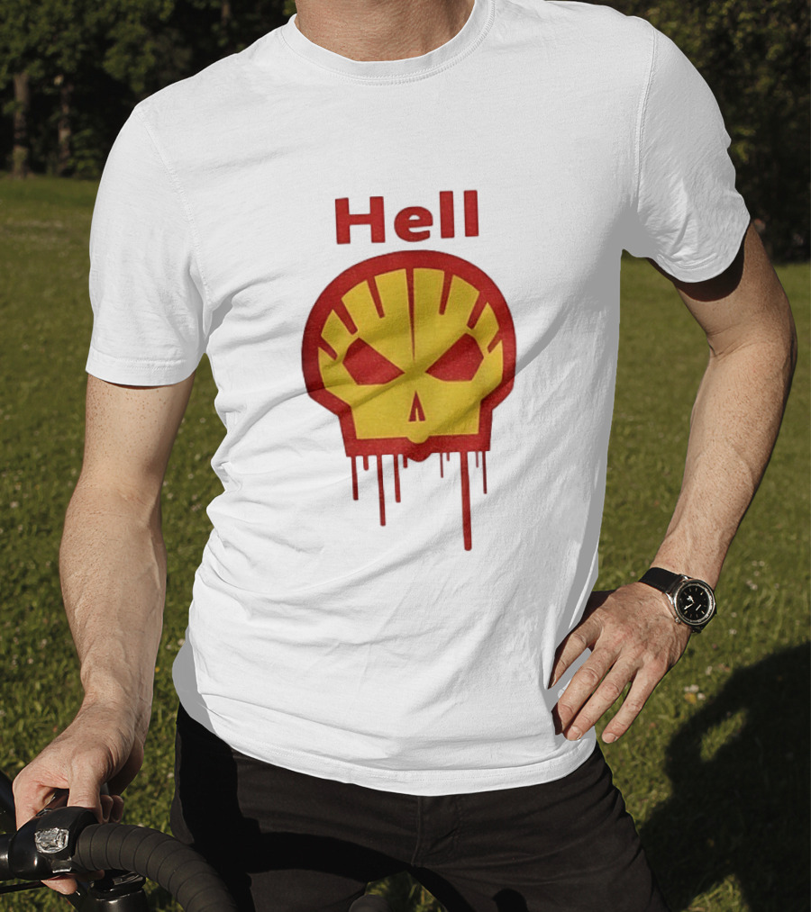 Hell Shell Dripping Skull Icon Red Yellow T-Shirt