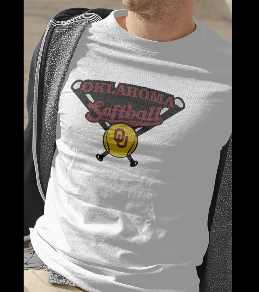 Oklahoma Softball OU Crossed Bats Yellow Ball T-Shirt