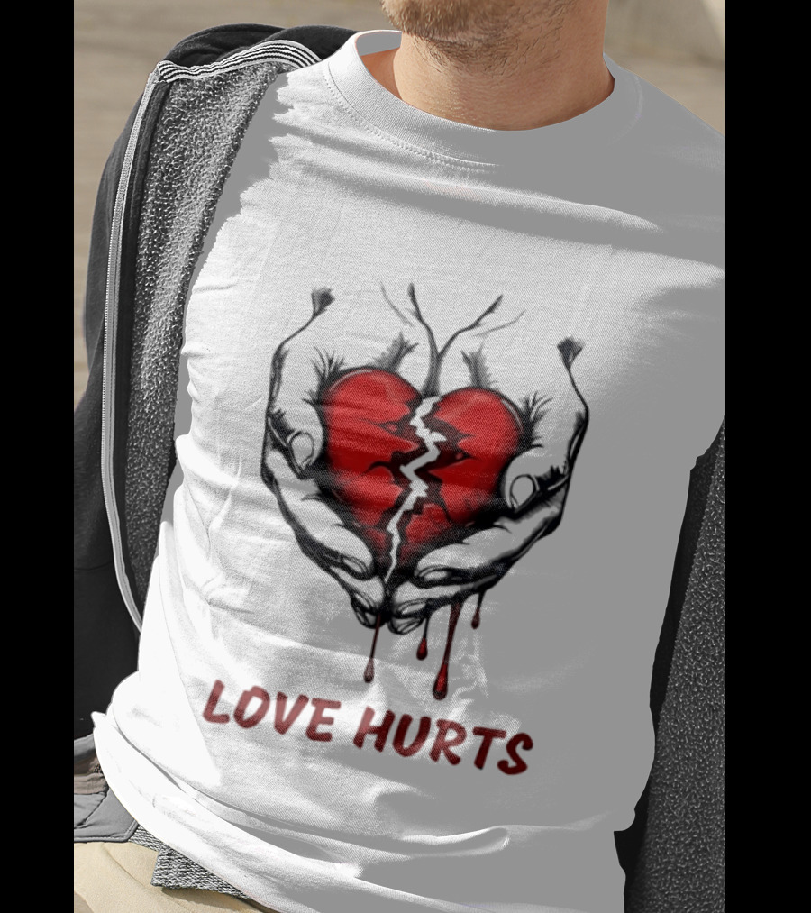 Love Hurts Bleeding Broken Heart Emotional Expression T-Shirt