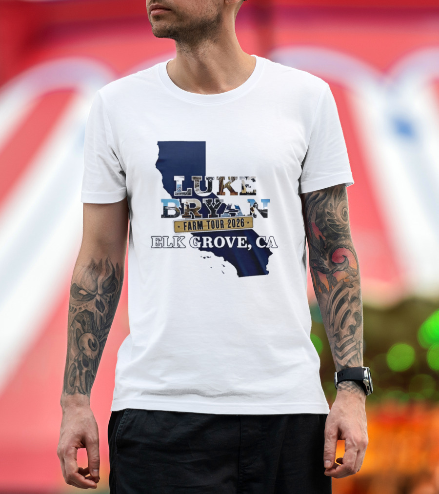Luke Bryan Farm Tour 2026 Elk Grove CA California Map T-Shirt