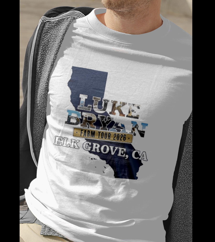 Luke Bryan Farm Tour 2026 Elk Grove CA California Map T-Shirt