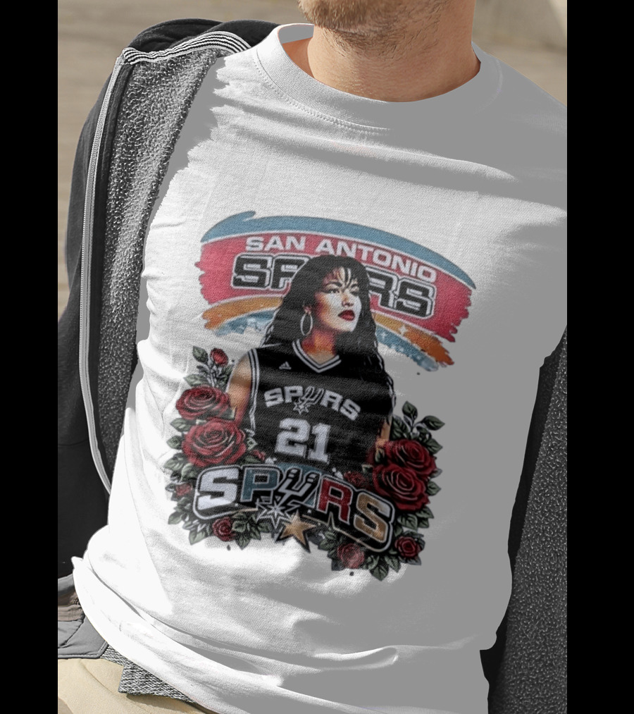 San Antonio Spurs 21 Selena Quintanilla Roses T-Shirt